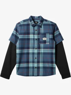 Quiksilver Shirts|Boy'S 8-16 Check This Up Oversized Long Sleeve Shirt Naval Academy Check This Up Ls