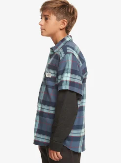 Quiksilver Shirts|Boy'S 8-16 Check This Up Oversized Long Sleeve Shirt Naval Academy Check This Up Ls