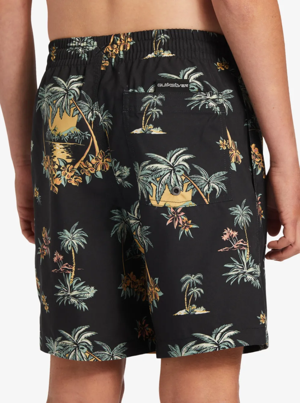 Quiksilver Boardshorts|Boy'S 8-16 Everyday Mix Vl 15Nb Elastic Waist Shorts Black Palm Spritz