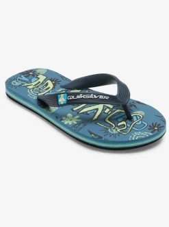 Quiksilver Sandals|Boy'S 8-16 Molokai Flip-Flops Black/Green/Blue