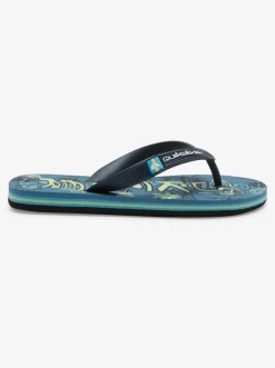 Quiksilver Sandals|Boy'S 8-16 Molokai Flip-Flops Black/Green/Blue