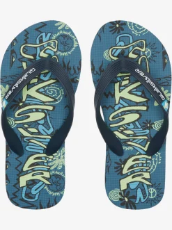 Quiksilver Sandals|Boy'S 8-16 Molokai Flip-Flops Black/Green/Blue