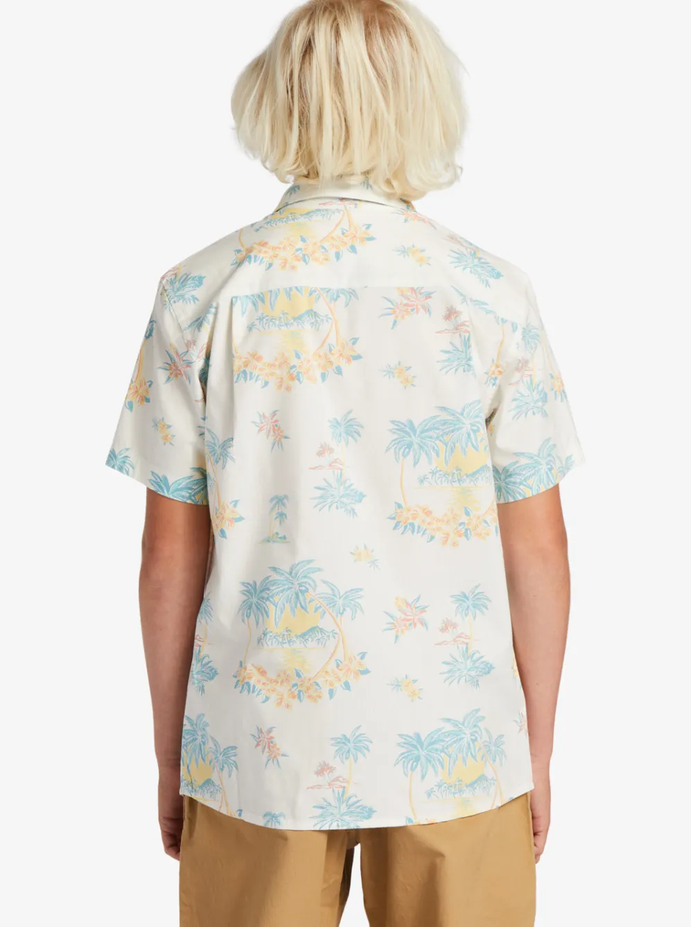 Quiksilver Shirts|Boy'S 8-16 Palm Spritz Short Sleeve Woven Shirt Snow White Palm Spritz