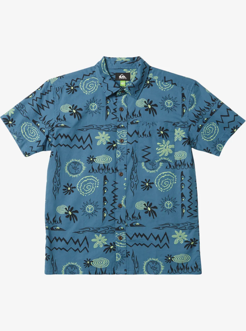 Quiksilver Shirts|Boy'S 8-16 Radical Times Short Sleeve Woven Shirt Agean Blue Radical Times Ss