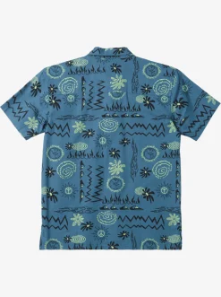 Quiksilver Shirts|Boy'S 8-16 Radical Times Short Sleeve Woven Shirt Agean Blue Radical Times Ss