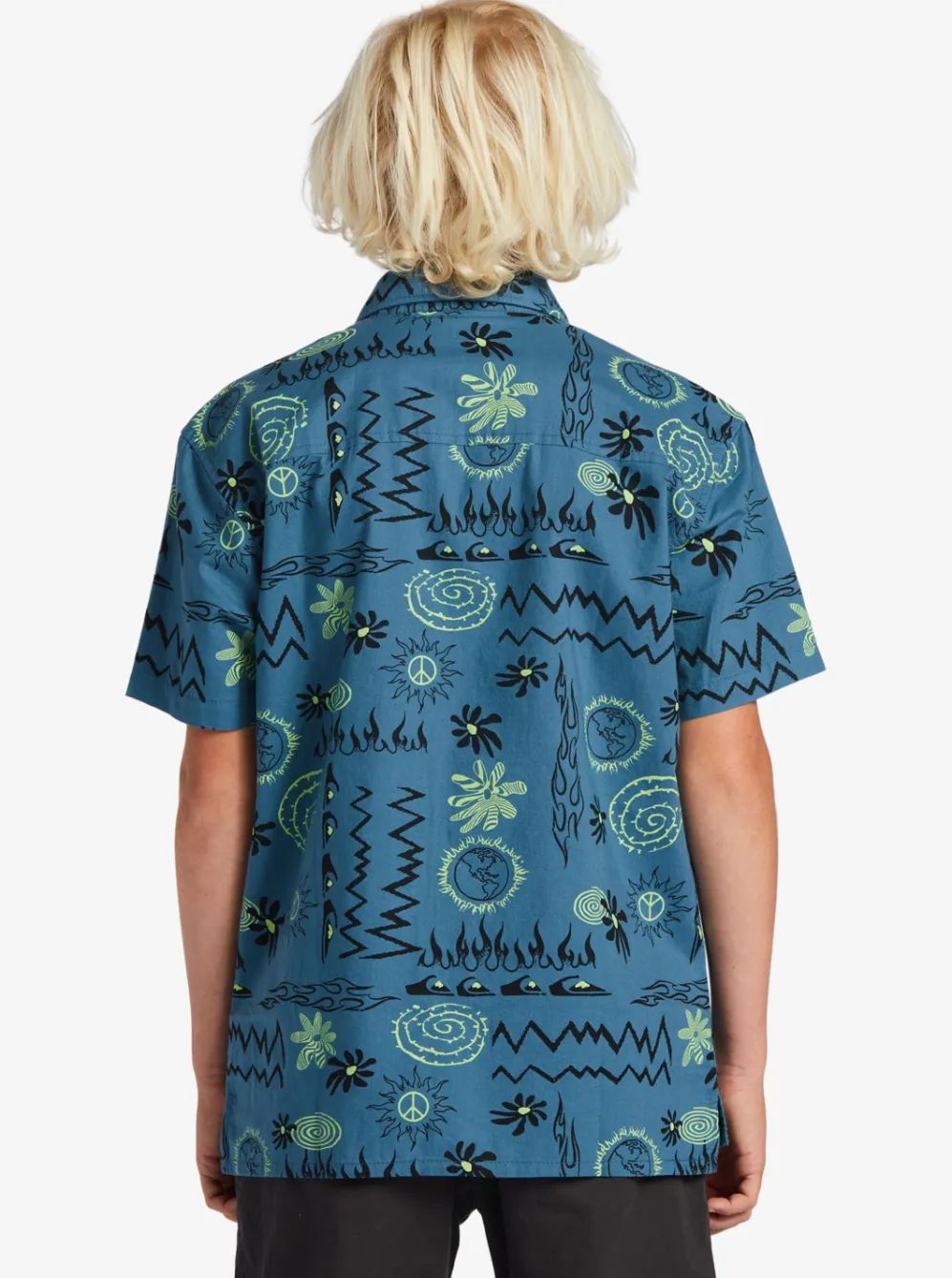 Quiksilver Shirts|Boy'S 8-16 Radical Times Short Sleeve Woven Shirt Agean Blue Radical Times Ss