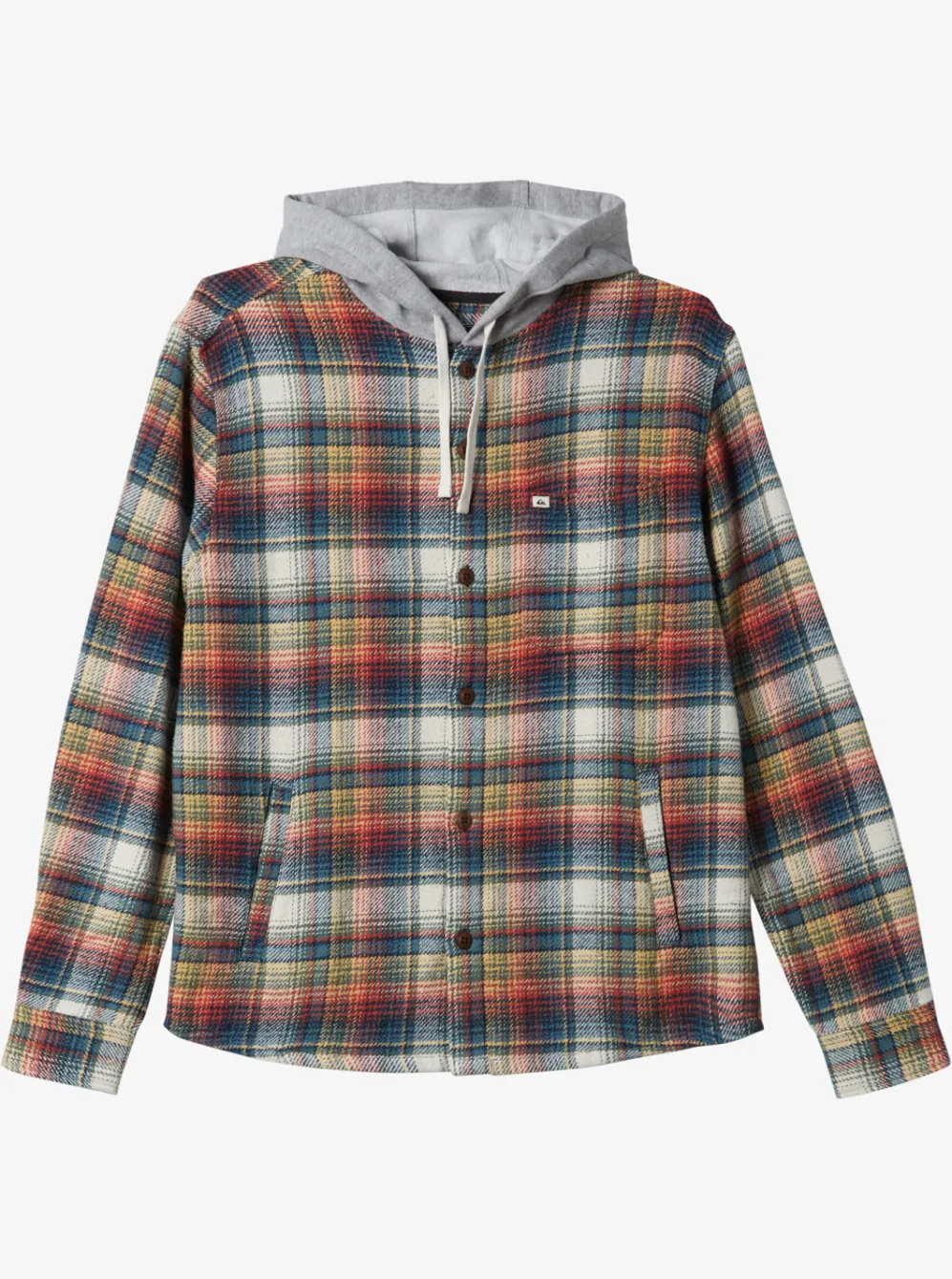 Quiksilver Shirts & Polos|Briggs Hooded Flannel Long Sleeve Top Mineral Red Briggs Flannel