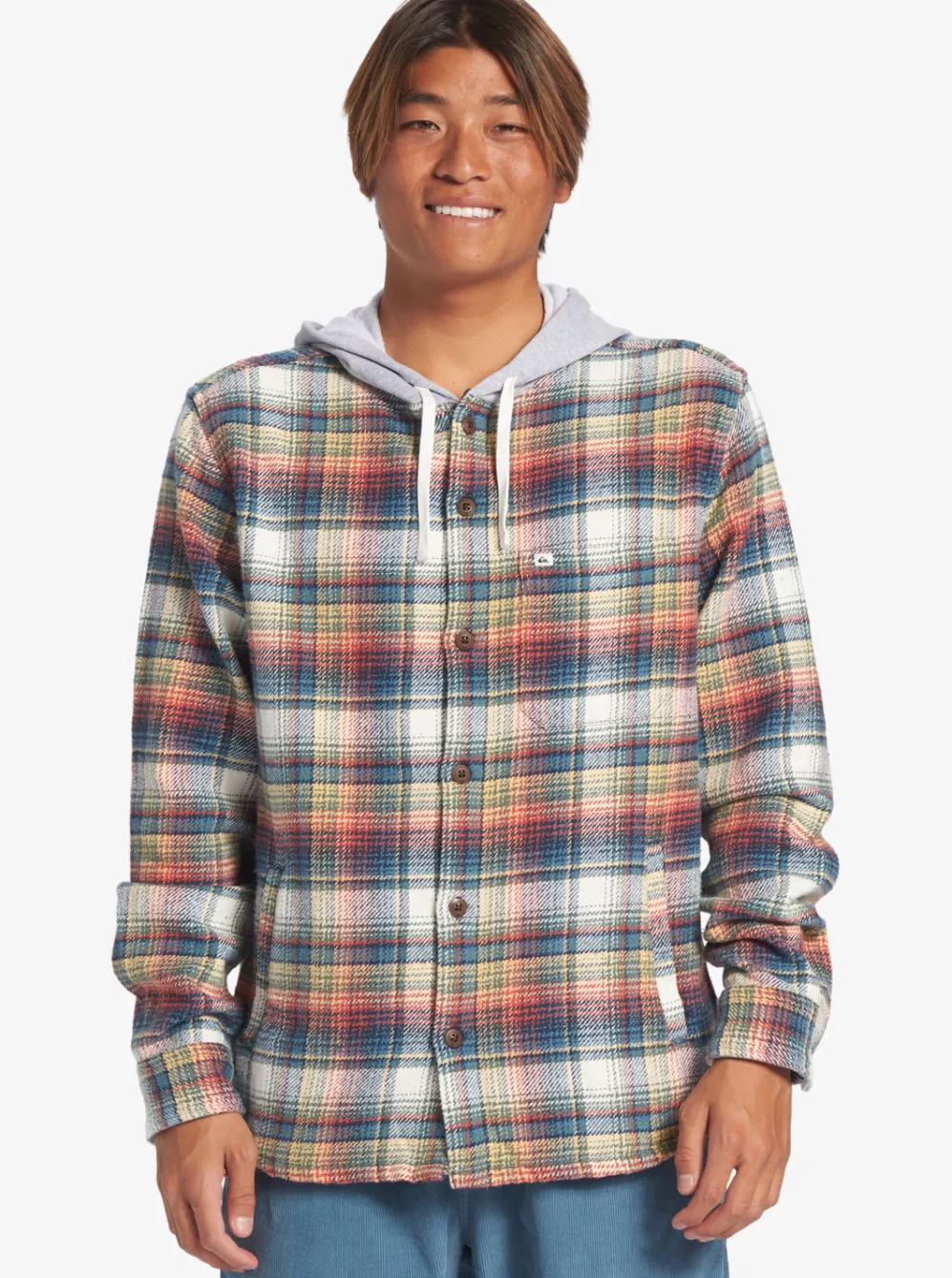 Quiksilver Shirts & Polos|Briggs Hooded Flannel Long Sleeve Top Mineral Red Briggs Flannel