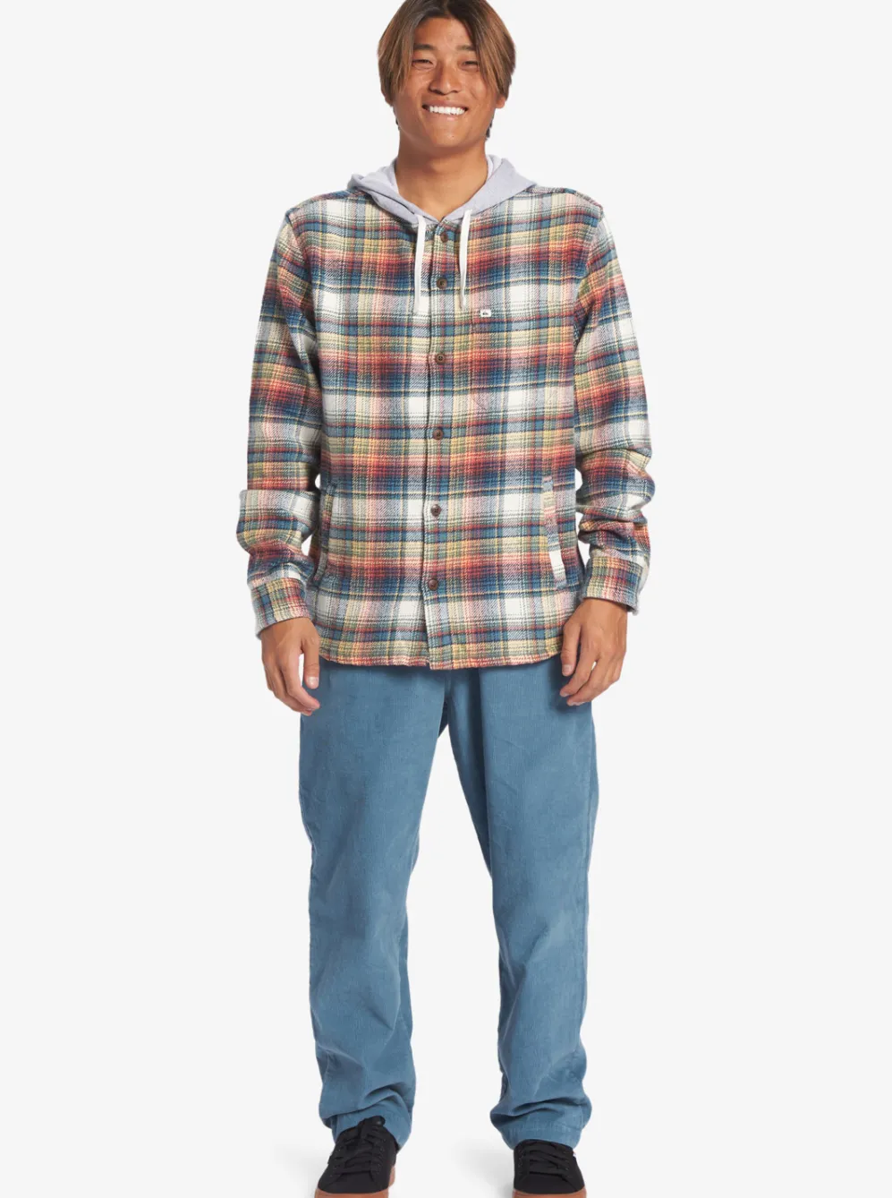 Quiksilver Shirts & Polos|Briggs Hooded Flannel Long Sleeve Top Mineral Red Briggs Flannel