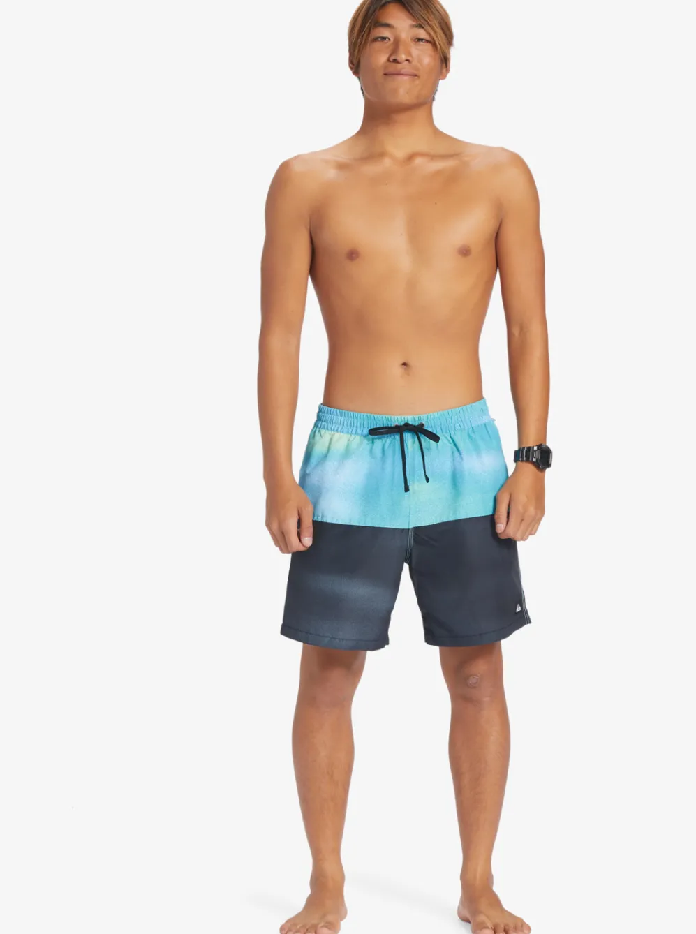 Quiksilver Elastic Waist|Butt Logo 17" Volleys River Blue