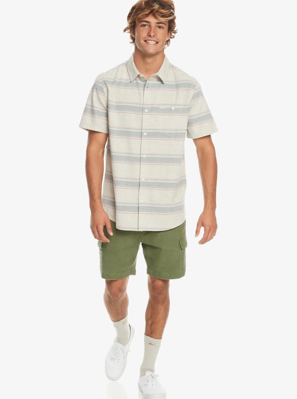 Quiksilver Shirts & Polos|Cali Sunrise Short Sleeve Shirt Plaza Taupe Cali