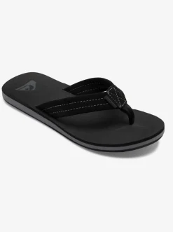 Quiksilver Sandals|Carver Suede Leather Sandals Solid Black