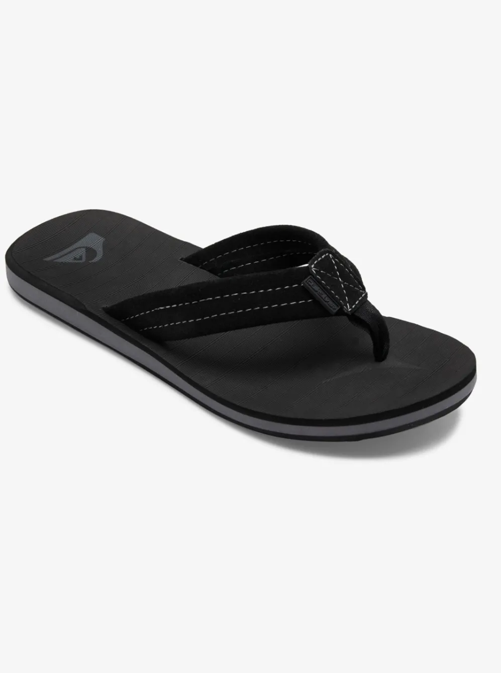 Quiksilver Sandals|Carver Suede Leather Sandals Solid Black