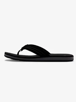 Quiksilver Sandals|Carver Suede Leather Sandals Solid Black