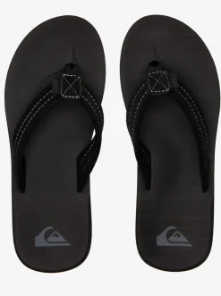 Quiksilver Sandals|Carver Suede Leather Sandals Solid Black