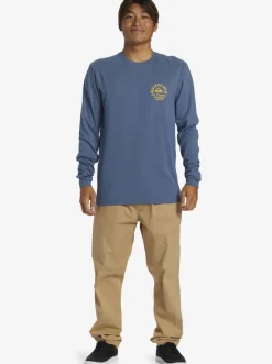 Quiksilver Tees|Circled Script Long Sleeve T-Shirt Bering Sea