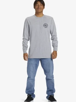 Quiksilver Tees|Circled Script Long Sleeve T-Shirt Athletic Heather