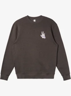 Quiksilver Sweatshirts & Hoodies|E Peace Out Crew Neck Sweatshirt Charcoal Heather