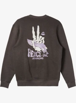 Quiksilver Sweatshirts & Hoodies|E Peace Out Crew Neck Sweatshirt Charcoal Heather