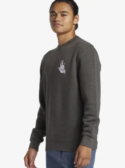 Quiksilver Sweatshirts & Hoodies|E Peace Out Crew Neck Sweatshirt Charcoal Heather