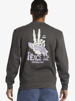 Quiksilver Sweatshirts & Hoodies|E Peace Out Crew Neck Sweatshirt Charcoal Heather