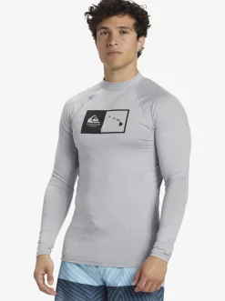 Quiksilver Rashguards|Hawaii Double Down Upf 50 Long Sleeve Surf Tee Sleet Heather