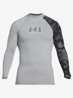 Quiksilver Rashguards|Hi Island Rush Long Sleeve Upf 50 Rashguard Sleet Heather