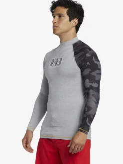 Quiksilver Rashguards|Hi Island Rush Long Sleeve Upf 50 Rashguard Sleet Heather