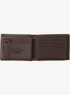 Quiksilver Wallets|Mac Tri-Fold Leather Wallet Chocolate Brown