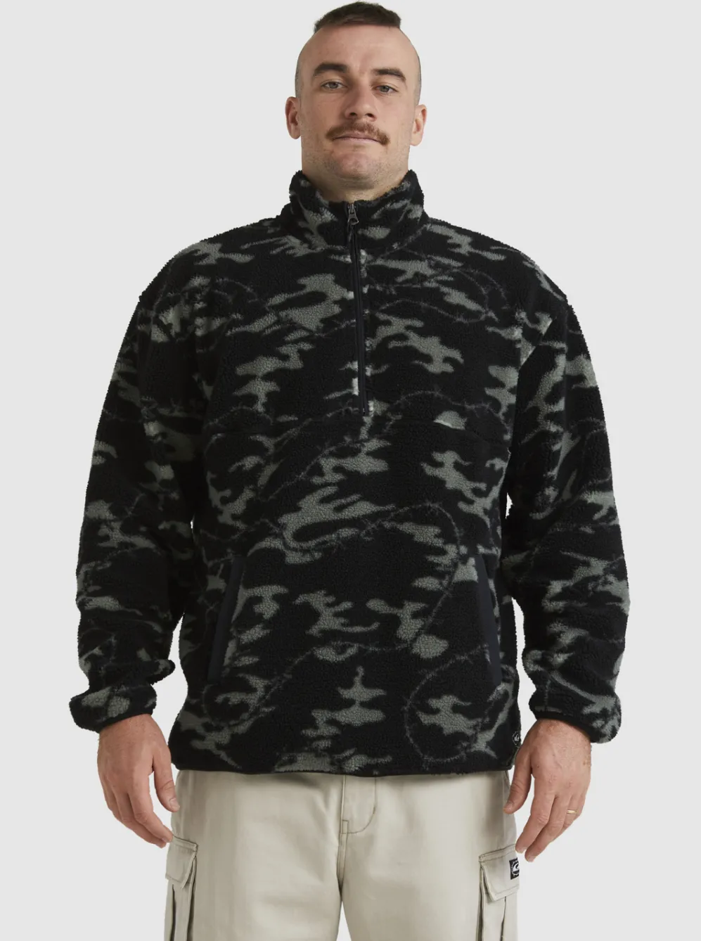 Quiksilver Sweatshirts & Hoodies|Mikey Zip Sherpa Half-Zip Fleece Black Mongrel