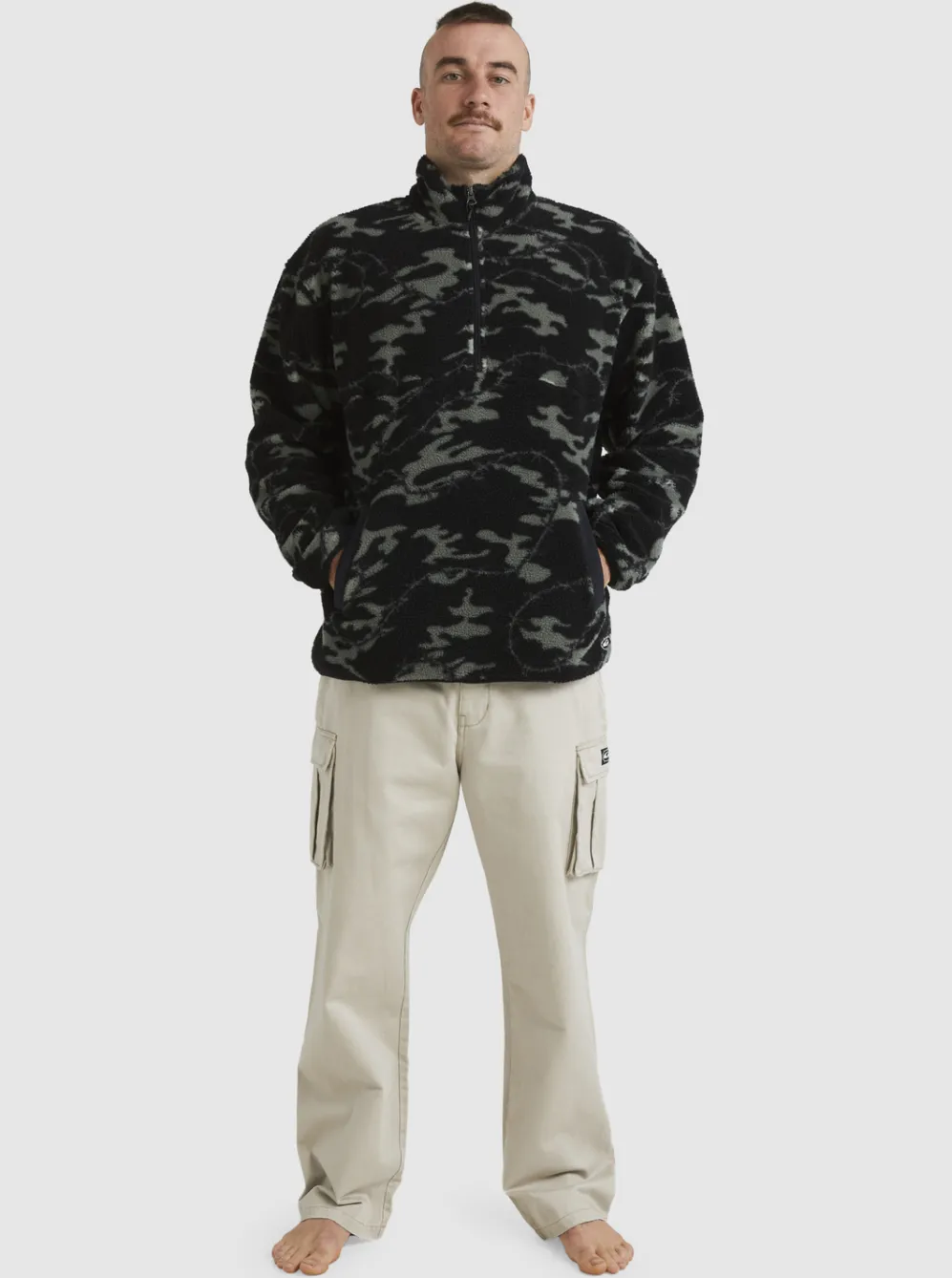 Quiksilver Sweatshirts & Hoodies|Mikey Zip Sherpa Half-Zip Fleece Black Mongrel