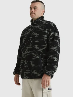 Quiksilver Sweatshirts & Hoodies|Mikey Zip Sherpa Half-Zip Fleece Black Mongrel
