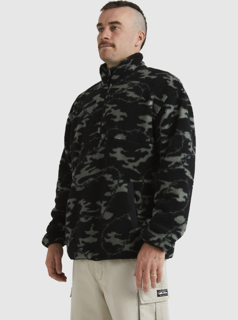 Quiksilver Sweatshirts & Hoodies|Mikey Zip Sherpa Half-Zip Fleece Black Mongrel
