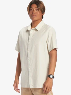 Quiksilver Shirts & Polos|Pacific Stripe Short Sleeve Woven Shirt Birch Pacific Stripe