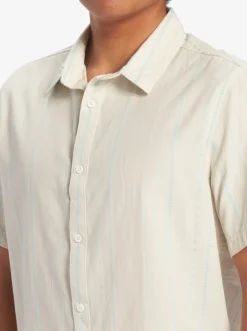 Quiksilver Shirts & Polos|Pacific Stripe Short Sleeve Woven Shirt Birch Pacific Stripe