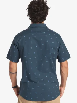 Quiksilver Shirts & Polos|Pacific Stripe Short Sleeve Woven Shirt Berring Sea Pacific Stripes
