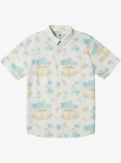 Quiksilver Shirts & Polos|Palm Spritz Short Sleeve Woven Shirt Snow White Palm Spritz