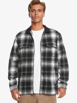 Quiksilver Shirts & Polos|Quarrywood Flannel Long Sleeve Overshirt Black Quarrywood