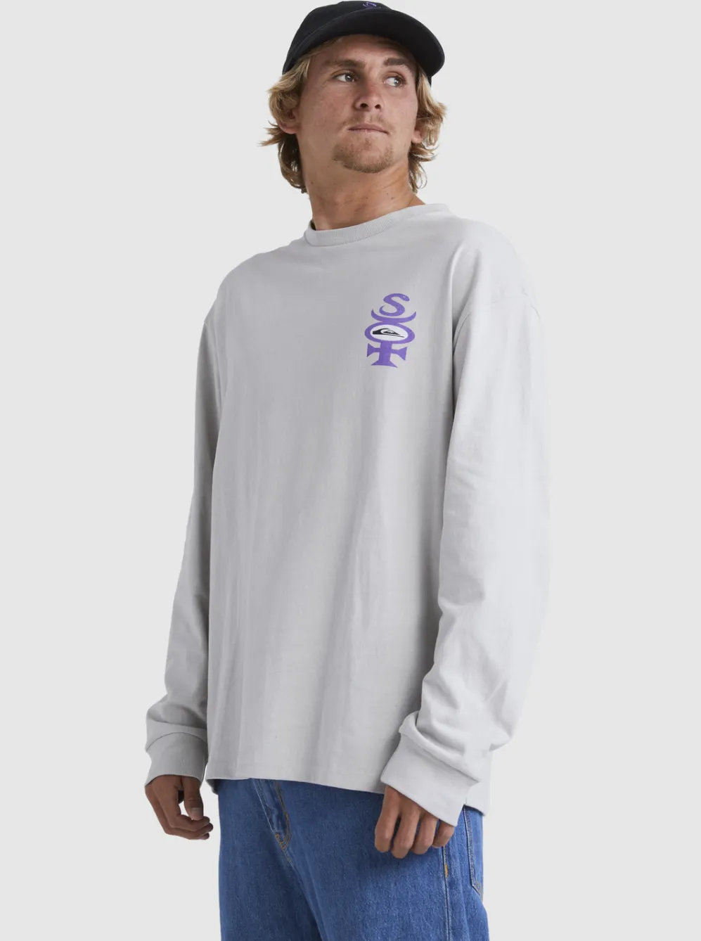 Quiksilver Tees|Stretch Long Sleeve T-Shirt Gray Violet