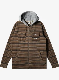 Quiksilver Sweatshirts & Hoodies|Super Swell Zip-Up Hoodie Major Brown Super Swell Plaid