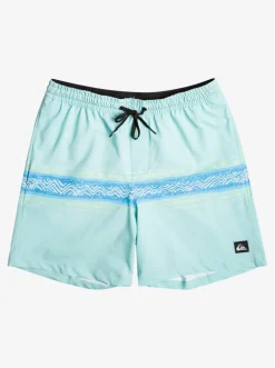 Quiksilver Elastic Waist|Surfsilk Mesa Stripe 17" Volleys Pastel Turquoise