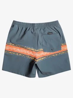 Quiksilver Elastic Waist|Surfsilk Mesa Stripe 17" Volleys Dark Slate