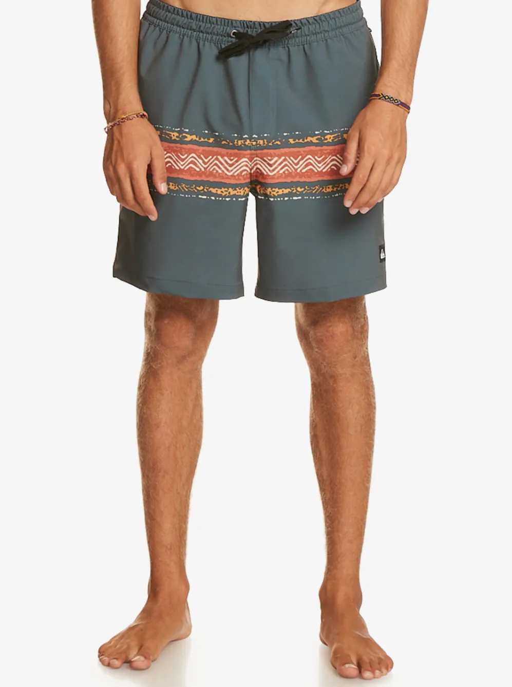 Quiksilver Elastic Waist|Surfsilk Mesa Stripe 17" Volleys Dark Slate