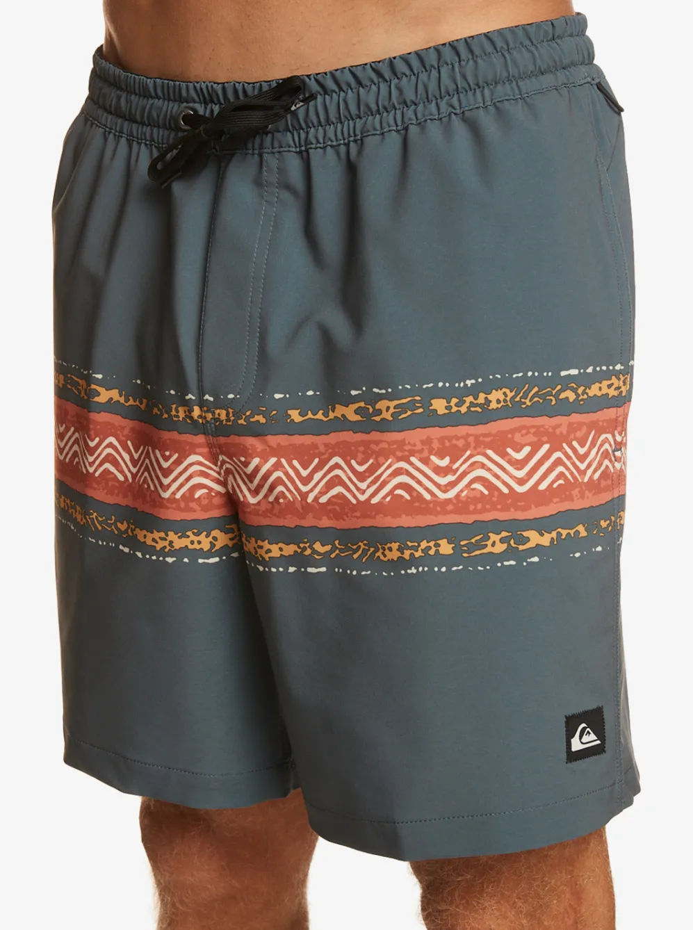 Quiksilver Elastic Waist|Surfsilk Mesa Stripe 17" Volleys Dark Slate