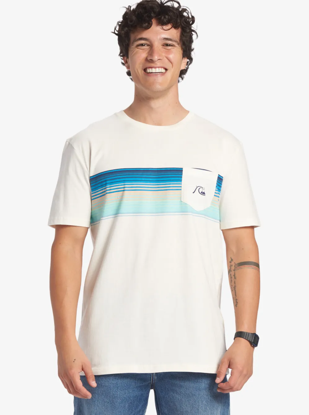 Quiksilver Tees|Swell Vision Stripe Pocket T-Shirt Gardenia