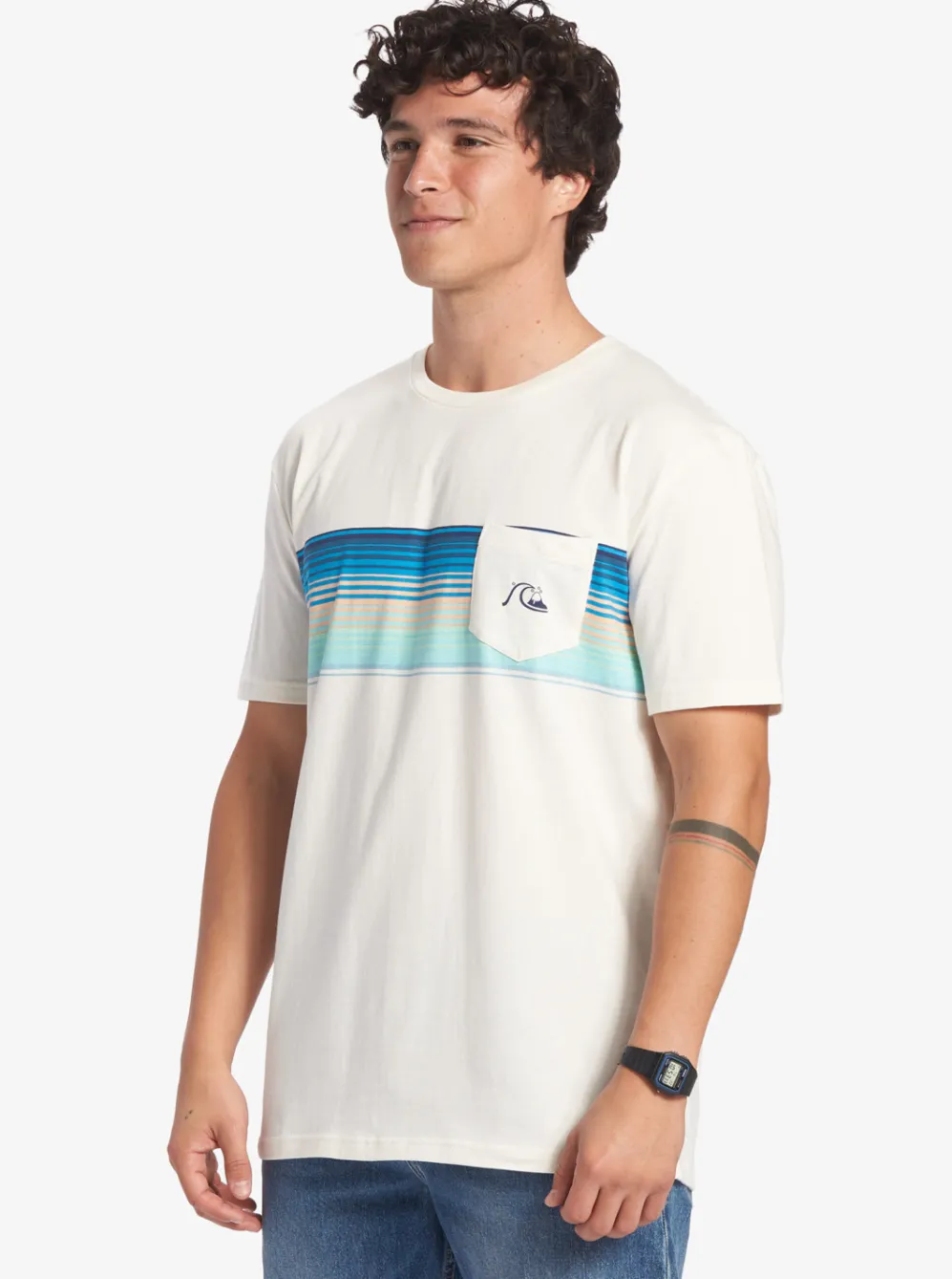 Quiksilver Tees|Swell Vision Stripe Pocket T-Shirt Gardenia