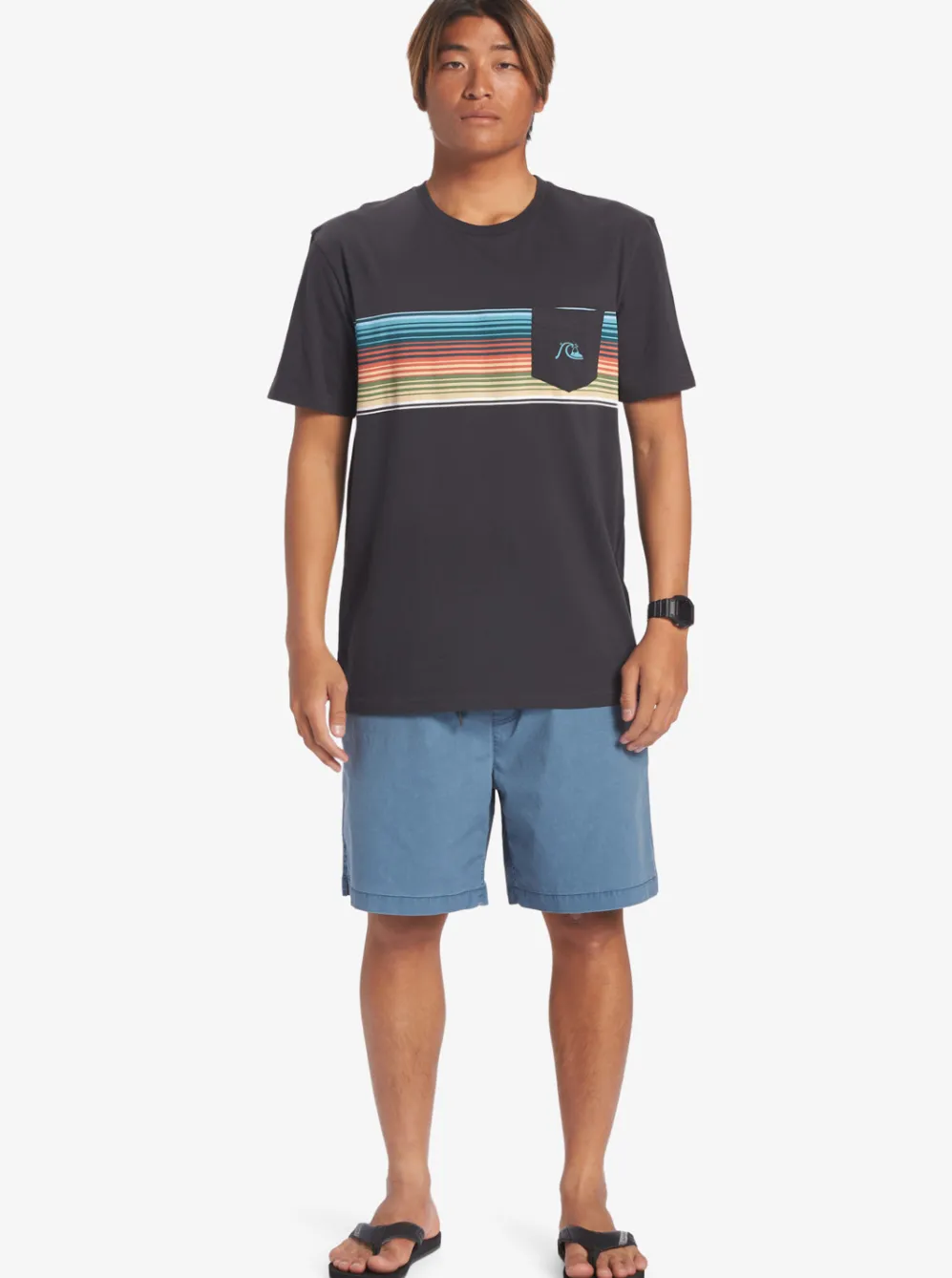Quiksilver Tees|Swell Vision Stripe Pocket T-Shirt Tarmac