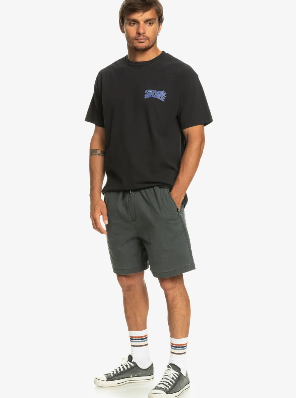 Quiksilver Shorts & Amphibians|Taxer Elastic Waist Shorts Black