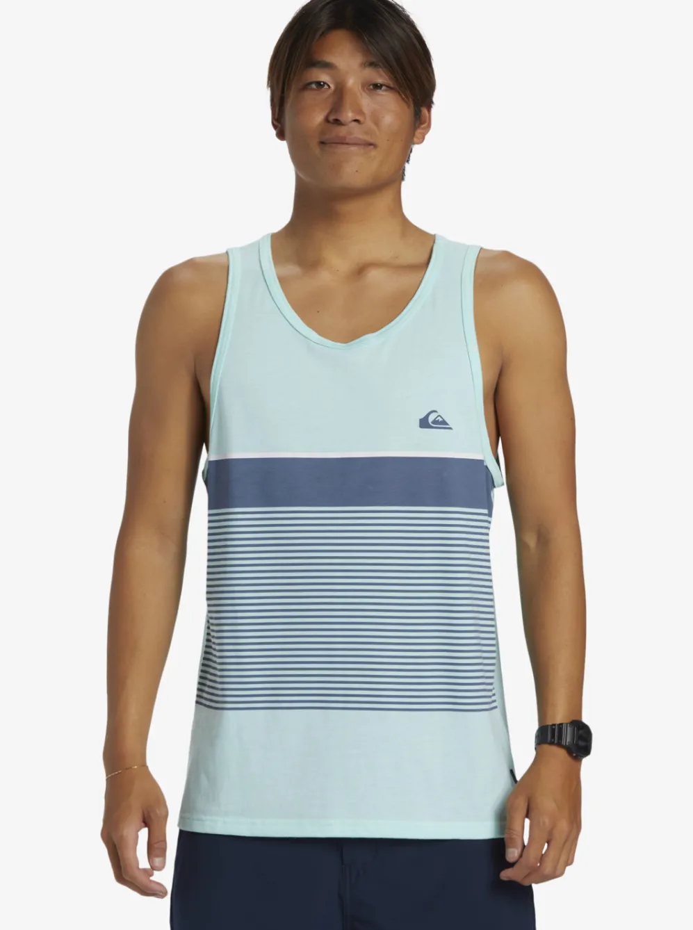 Quiksilver Tees|Tijuana Stripe Tank Top Beach Glass Heather