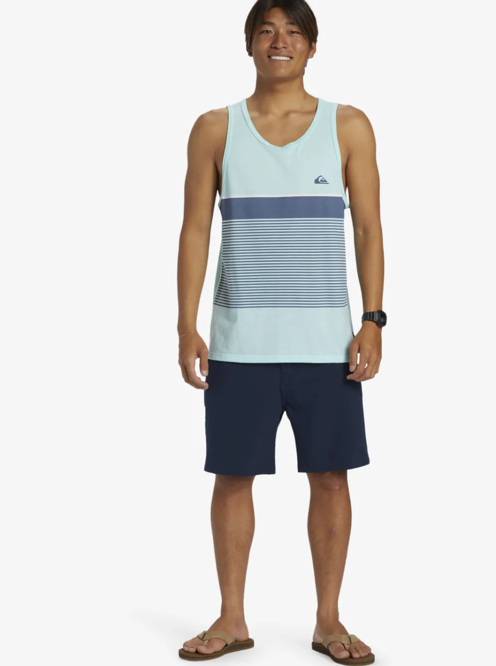 Quiksilver Tees|Tijuana Stripe Tank Top Beach Glass Heather